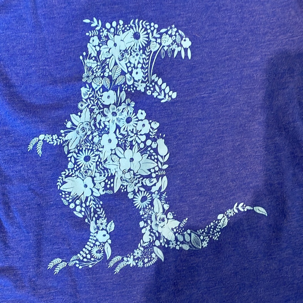 Cat &Jack blue floral dinosaur boys or girl shirt, size 6-7 small - Picture 2 of 3